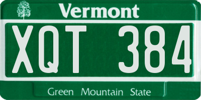 VT license plate XQT384