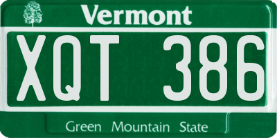 VT license plate XQT386