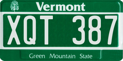 VT license plate XQT387