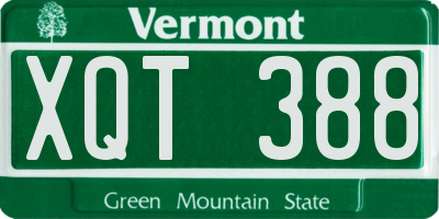 VT license plate XQT388