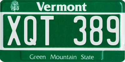 VT license plate XQT389