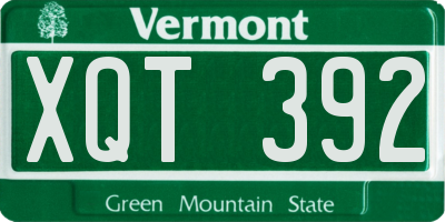 VT license plate XQT392