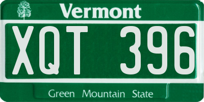 VT license plate XQT396
