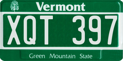 VT license plate XQT397