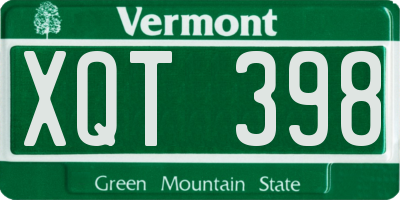 VT license plate XQT398