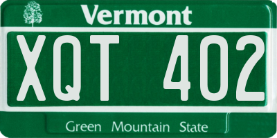 VT license plate XQT402