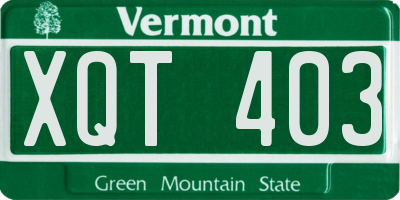 VT license plate XQT403