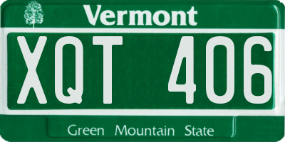 VT license plate XQT406