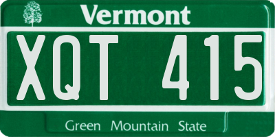 VT license plate XQT415