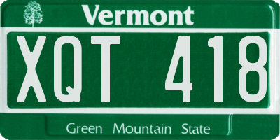 VT license plate XQT418