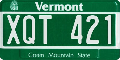 VT license plate XQT421