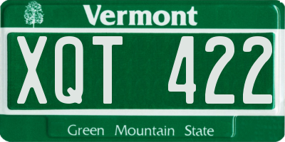 VT license plate XQT422