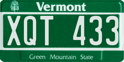 VT license plate XQT433