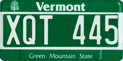 VT license plate XQT445