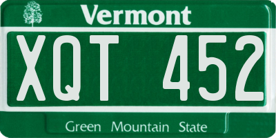 VT license plate XQT452