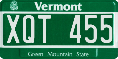 VT license plate XQT455