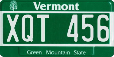 VT license plate XQT456