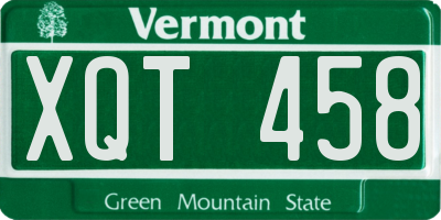 VT license plate XQT458