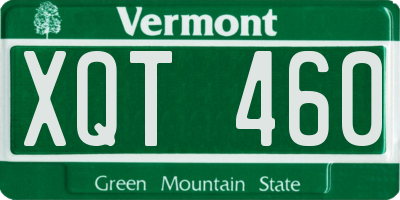 VT license plate XQT460