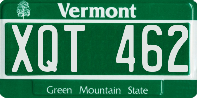 VT license plate XQT462