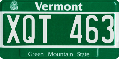 VT license plate XQT463