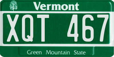 VT license plate XQT467