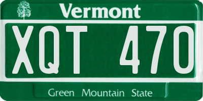 VT license plate XQT470