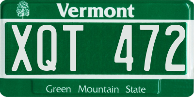 VT license plate XQT472