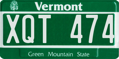VT license plate XQT474
