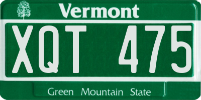 VT license plate XQT475
