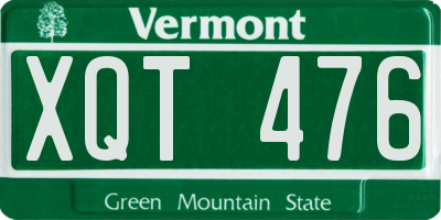 VT license plate XQT476