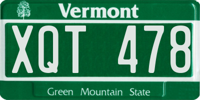 VT license plate XQT478