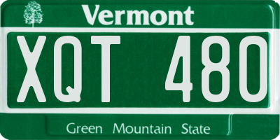 VT license plate XQT480