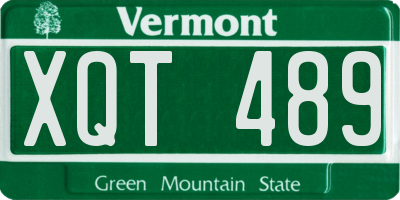 VT license plate XQT489