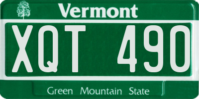 VT license plate XQT490