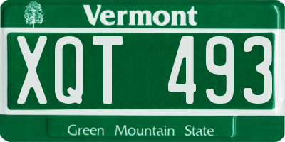 VT license plate XQT493