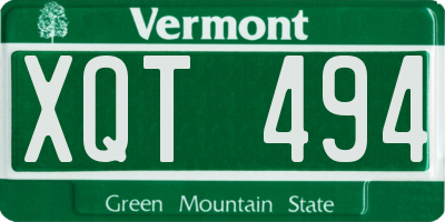 VT license plate XQT494
