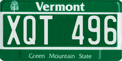 VT license plate XQT496