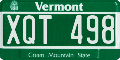 VT license plate XQT498