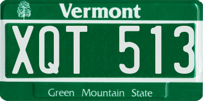 VT license plate XQT513