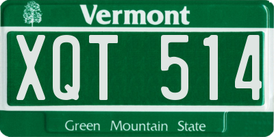 VT license plate XQT514