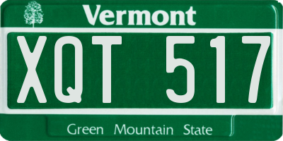 VT license plate XQT517