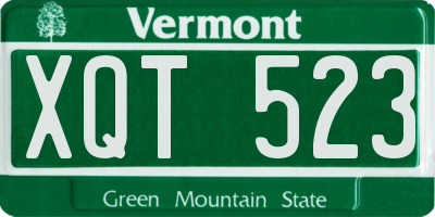VT license plate XQT523