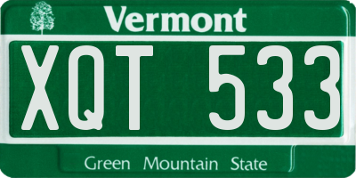 VT license plate XQT533