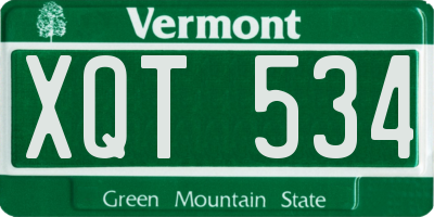 VT license plate XQT534