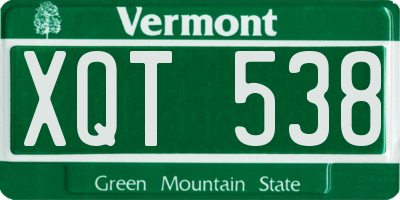 VT license plate XQT538