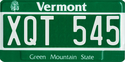 VT license plate XQT545