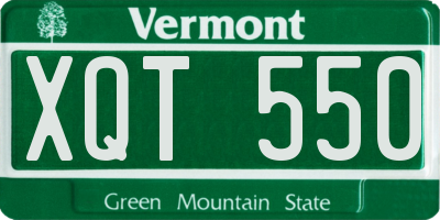 VT license plate XQT550