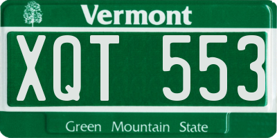 VT license plate XQT553