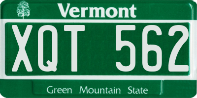 VT license plate XQT562